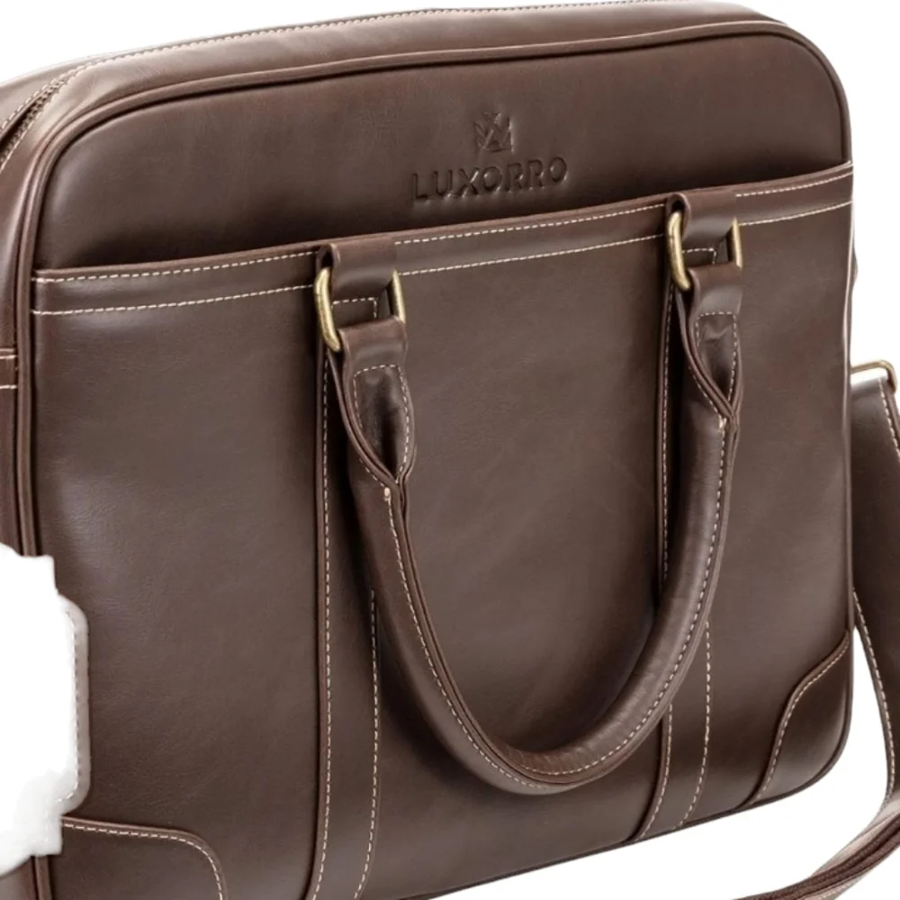 NWT Luxurro Laptop Messenger Sleek & Slim Smooth Leather Computer Bag